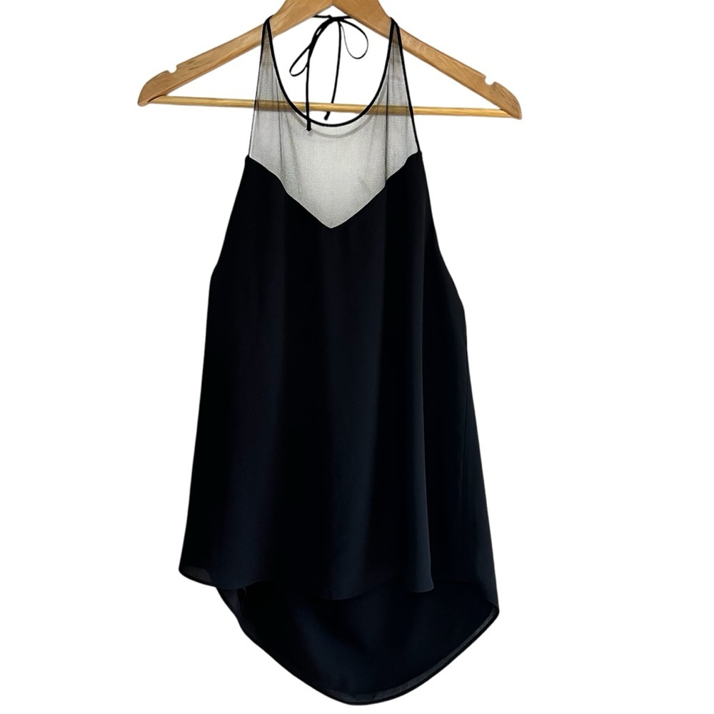 Babaton mesh front open back flowy halter top in black Sz M excellent condition